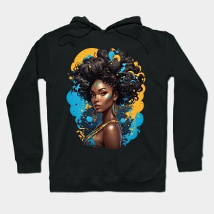 Black Woman Hip Hop splash art retro design Hoodie